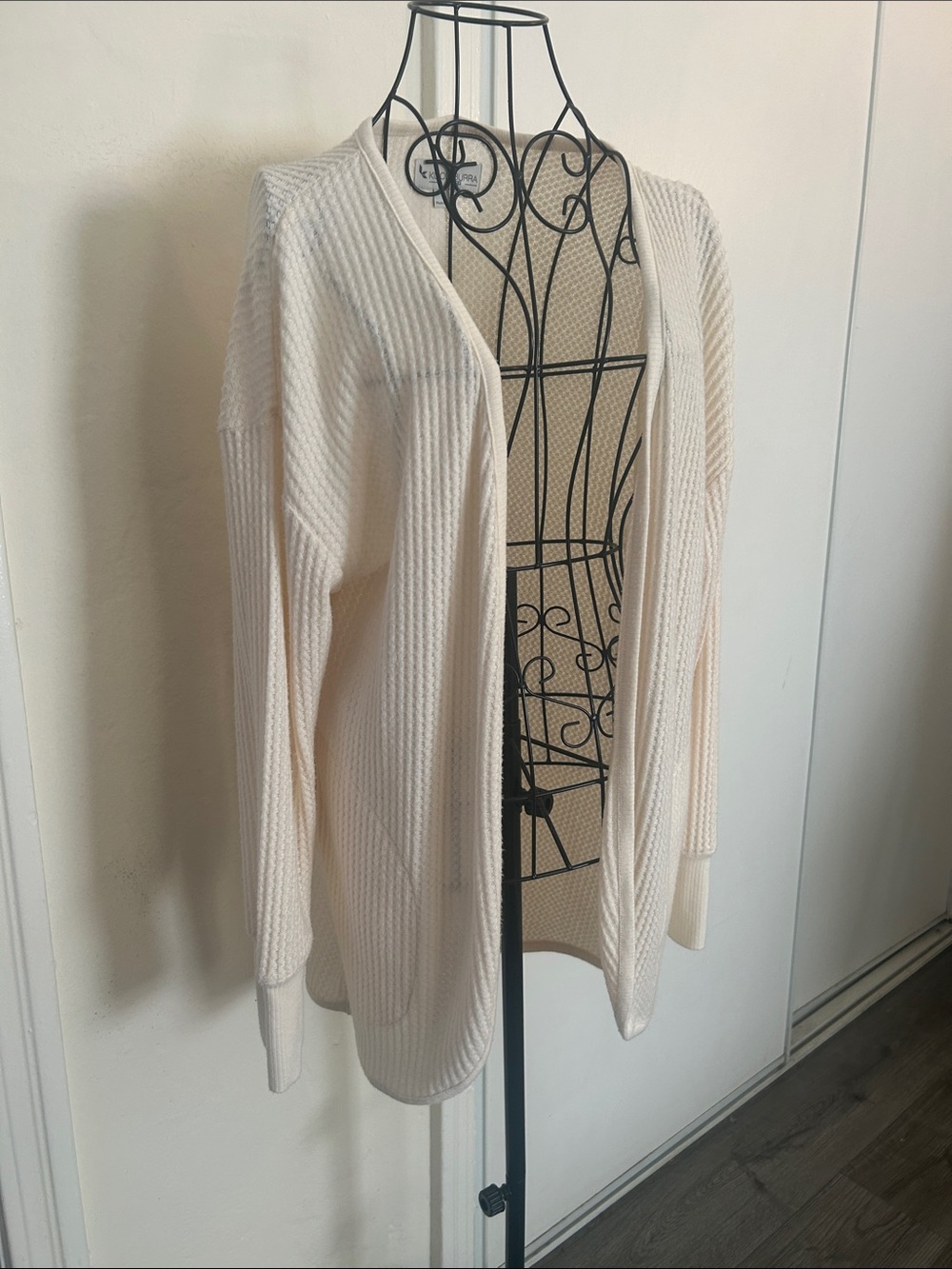 Koolaburra by Ugg Open-Front Cream Waffle Knit Cardigan Size S